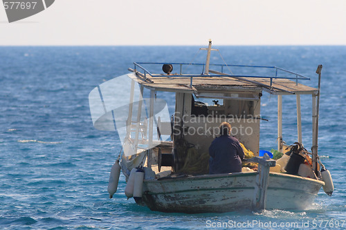 Image of Fishing boat on the Ionian island of Lefkas Greece