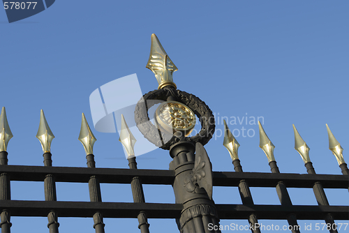 Image of Fragment of Park Fence With Golden Spears