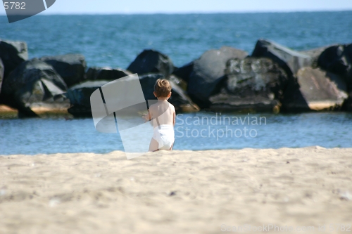 Image of Toddler alone at the beach