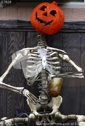 Image of Pumpkin and skeleton