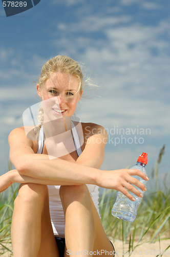 Image of Sporty female on the beach