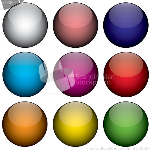 Image of Nine Colorful 3d Orbs