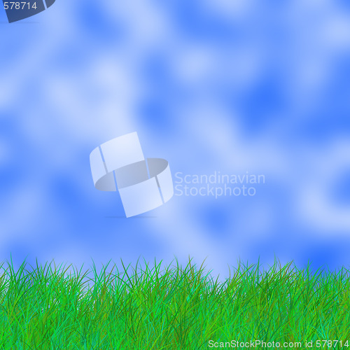 Image of Green Grass Blue Sky