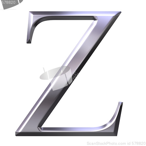 Image of 3D Silver Greek Letter Zeta