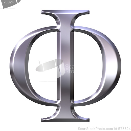 Image of 3D Silver Greek Letter Phi