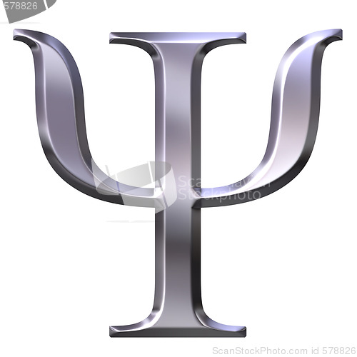 Image of 3D Silver Greek Letter Psi