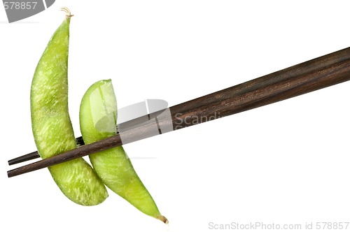 Image of Soy beans with chopsticks