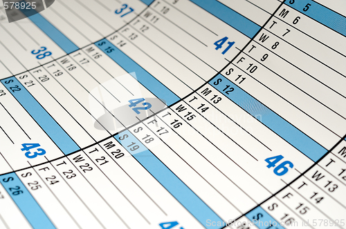 Image of close-up of calender