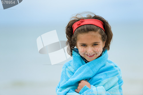Image of Portrait of little girl on the beach
