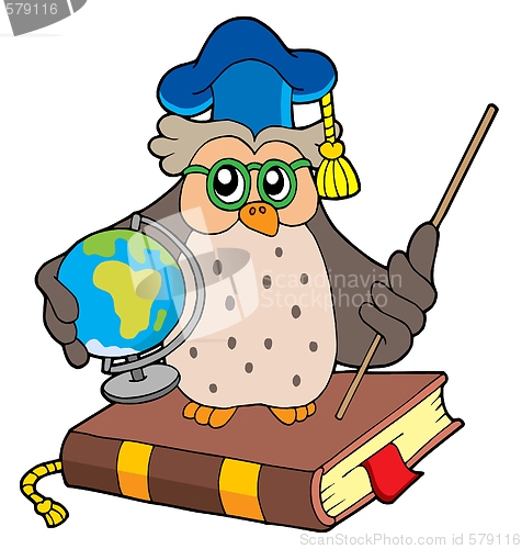Image of Owl teacher with globe