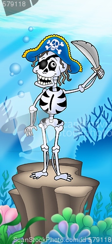 Image of Pirate skeleton on sea bottom