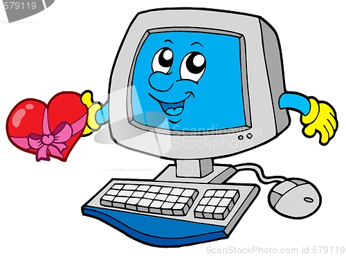 Image of Cartoon computer with heart