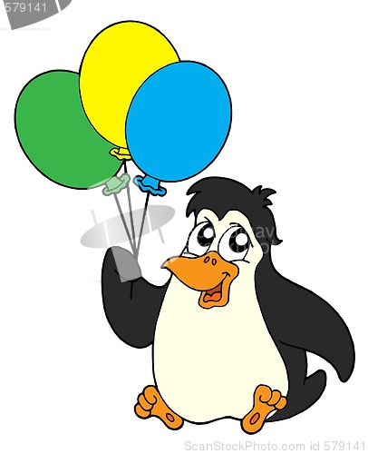 Image of Penguin with balloons