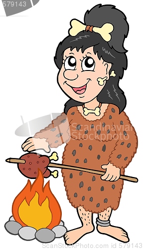 Image of Cartoon prehistoric woman