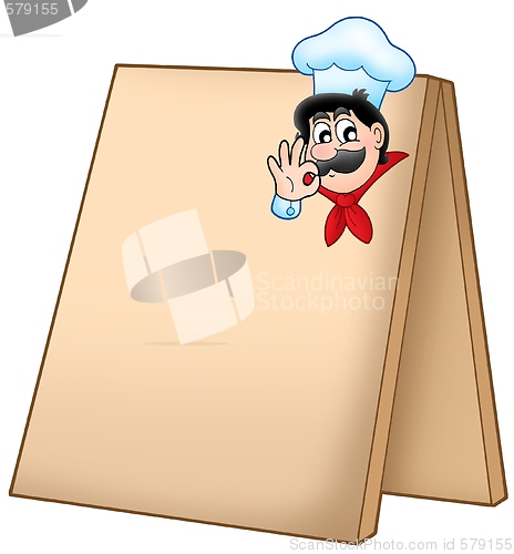 Image of Menu board with cartoon chef