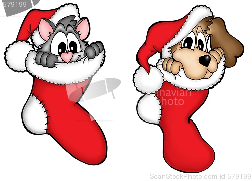 Image of Christmas dog and cat