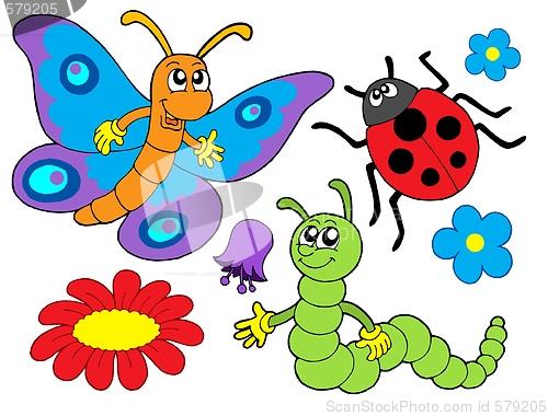 Image of Bug and flower illustration