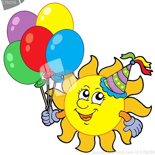 Image of Party sun with balloons