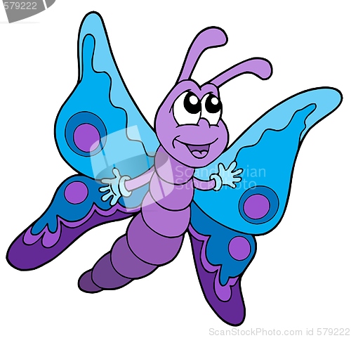 Image of Cute blue and purple butterfly