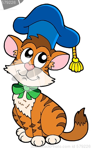 Image of Cat teacher in hat