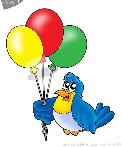 Image of Bird with balloons