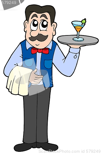 Image of Cute waiter with drink