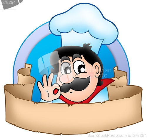 Image of Cartoon chef logo with banner