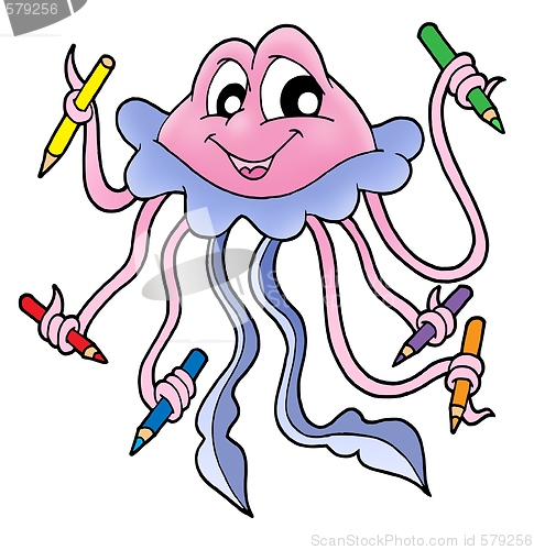 Image of jellyfish with crayons