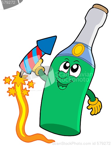 Image of Cute sparkling wine bottle with fireworks