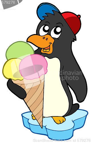 Image of Penguin with ice cream