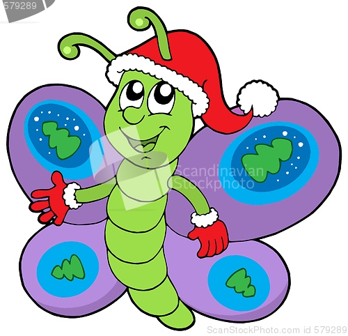 Image of Cute Christmas butterfly