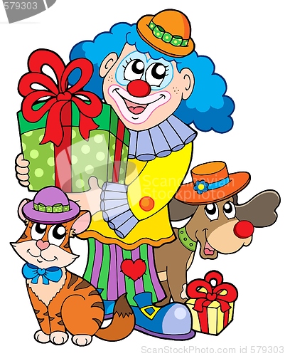 Image of Party clown with cute animals