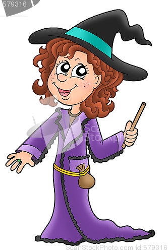 Image of Cute witch with wand