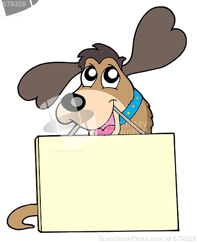 Image of Cute dog with sign