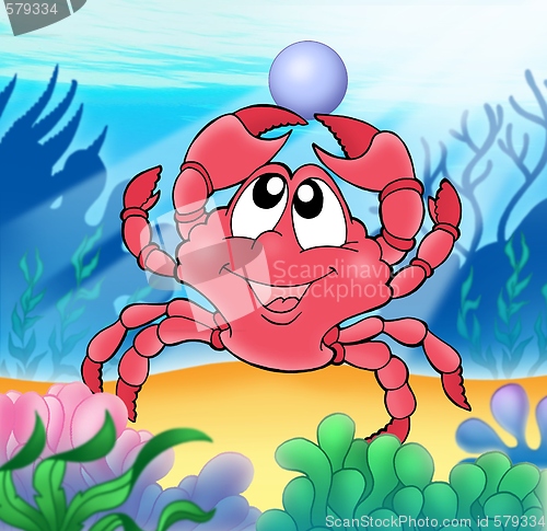 Image of Cute crab with pearl
