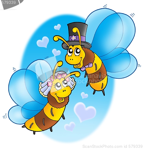 Image of Honey bees wedding on sky