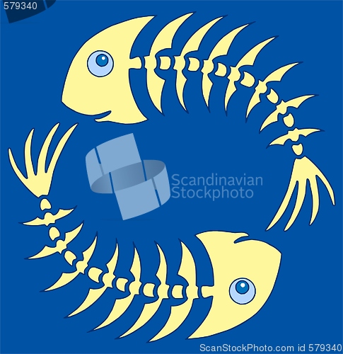 Image of Pair of yellow fishbones on blue