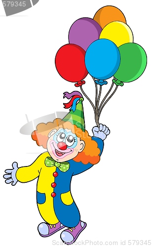 Image of Flying clown with balloons