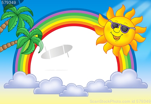 Image of Frame with Sun and rainbow