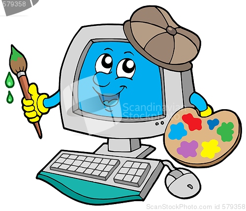 Image of Cartoon computer artist