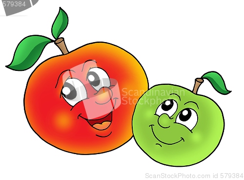 Image of Pair of smiling apples