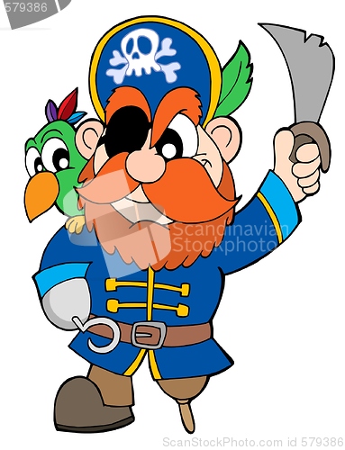 Image of Pirate with sabre and parrot