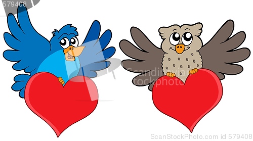 Image of Birds with hearts