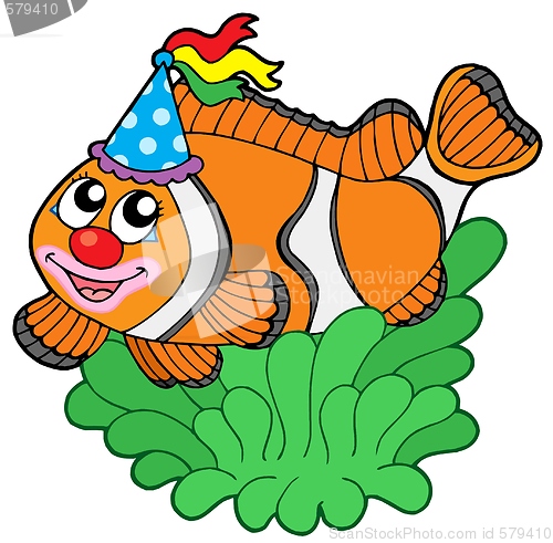 Image of Cartoon clownfish in anemone