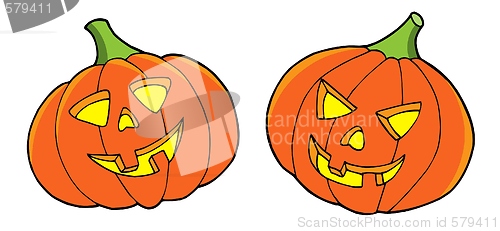 Image of Pair of Halloween pumpkins