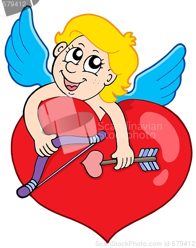 Image of Lovely cupid holding heart