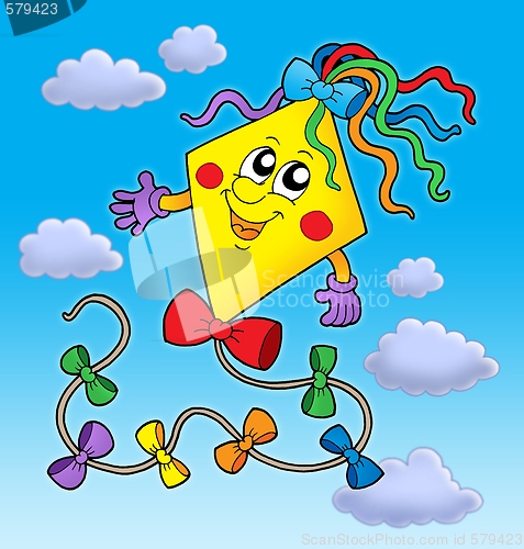 Image of Cute kite on blue sky