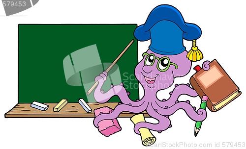 Image of Octopus teacher with blackboard