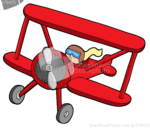 Image of Flying red biplane