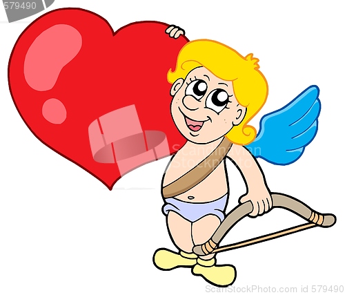 Image of Cute cupid with bow and heart